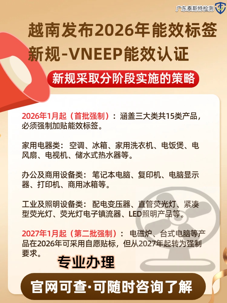 2026年发布越南VNEEP能效认证