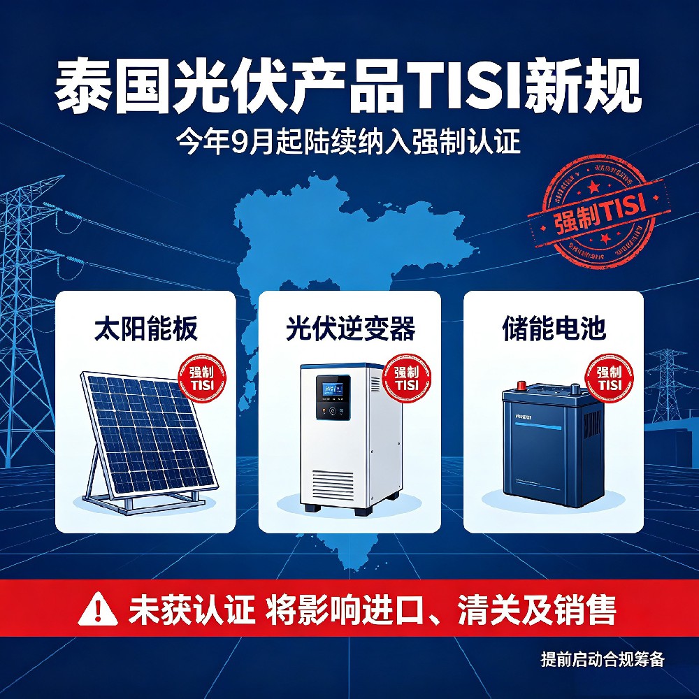 泰国光伏产品：太阳能板、光伏逆变器、电池等，今年9月将陆续纳入强制TISI